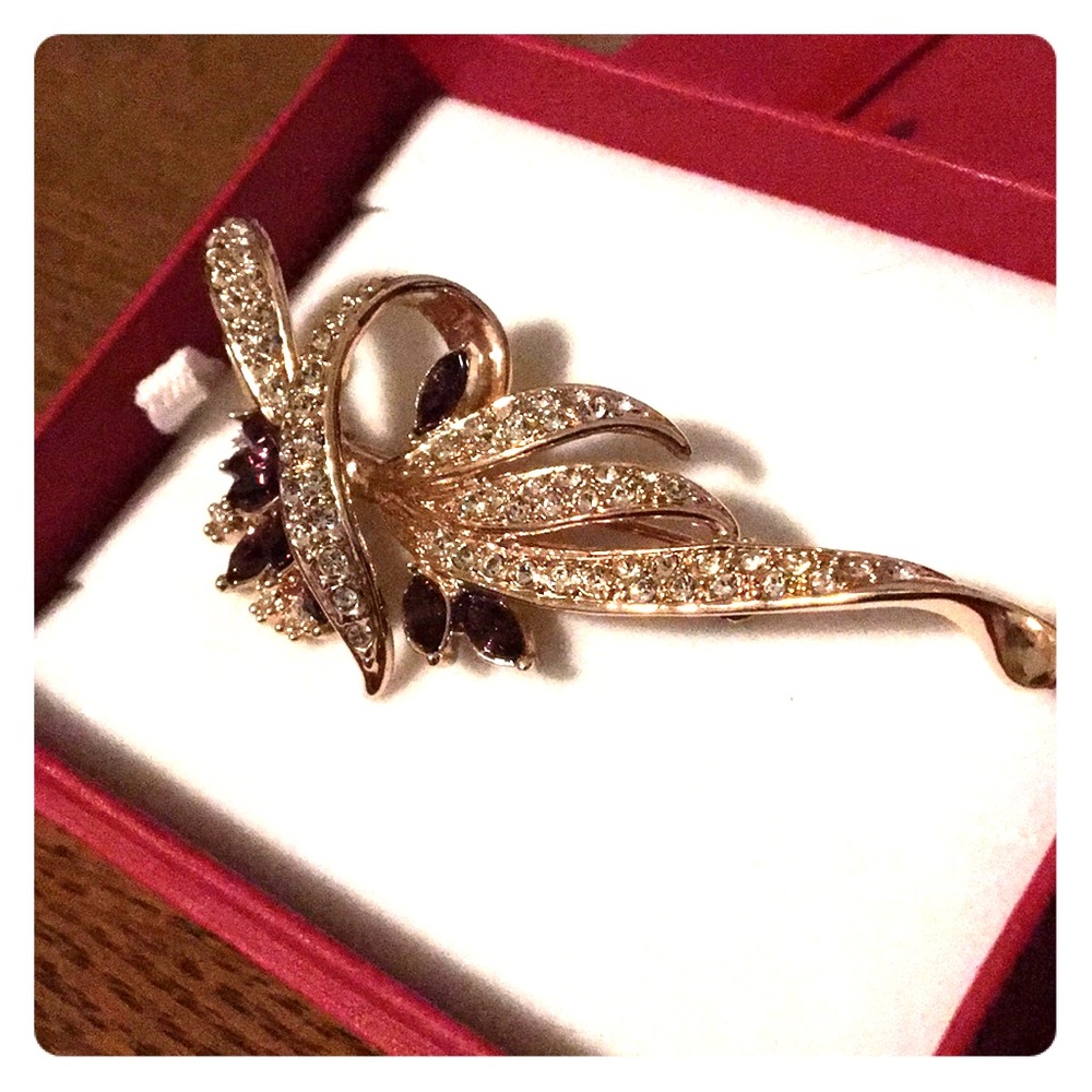 Gold Plated Swarovski Crystal Brooch